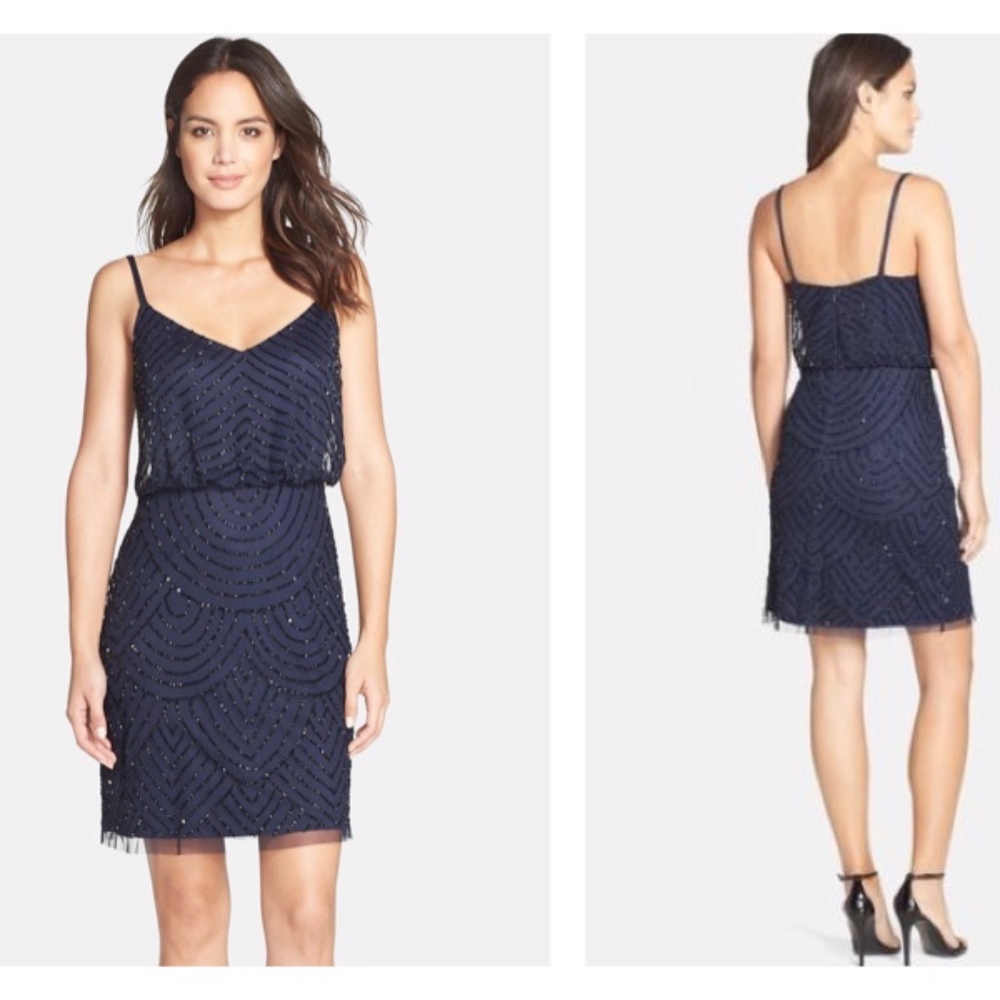 Adrianna Papell Sequin Mesh Blouson Dress